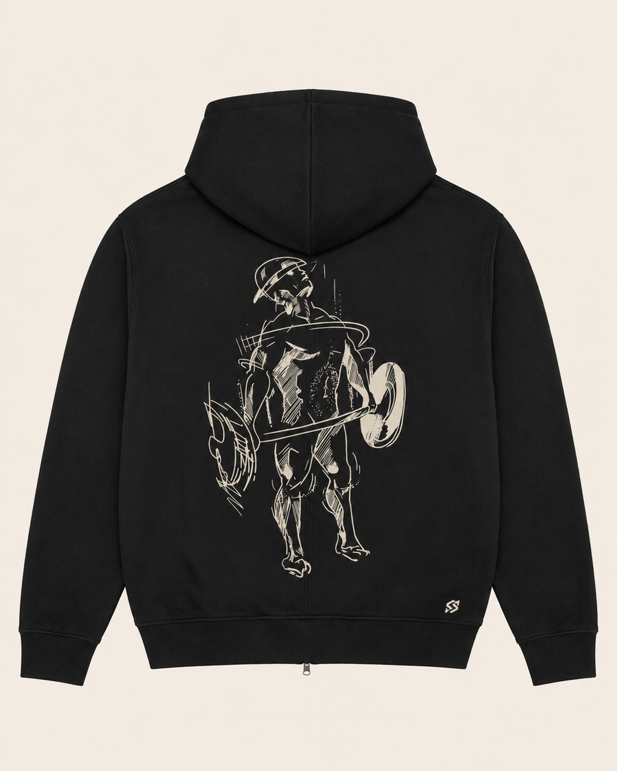 Sweat Zippé Homme Cross Training – Snatcheur Coton Bio — visuel produit 7 – coloris Noir – Le Snatch Français