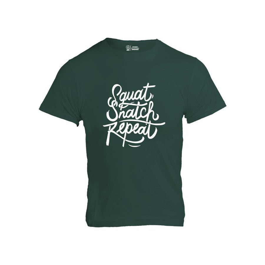 T-shirt homme cross training Squat Snatch Repeat – coloris Vert Bouteille – Le Snatch Français