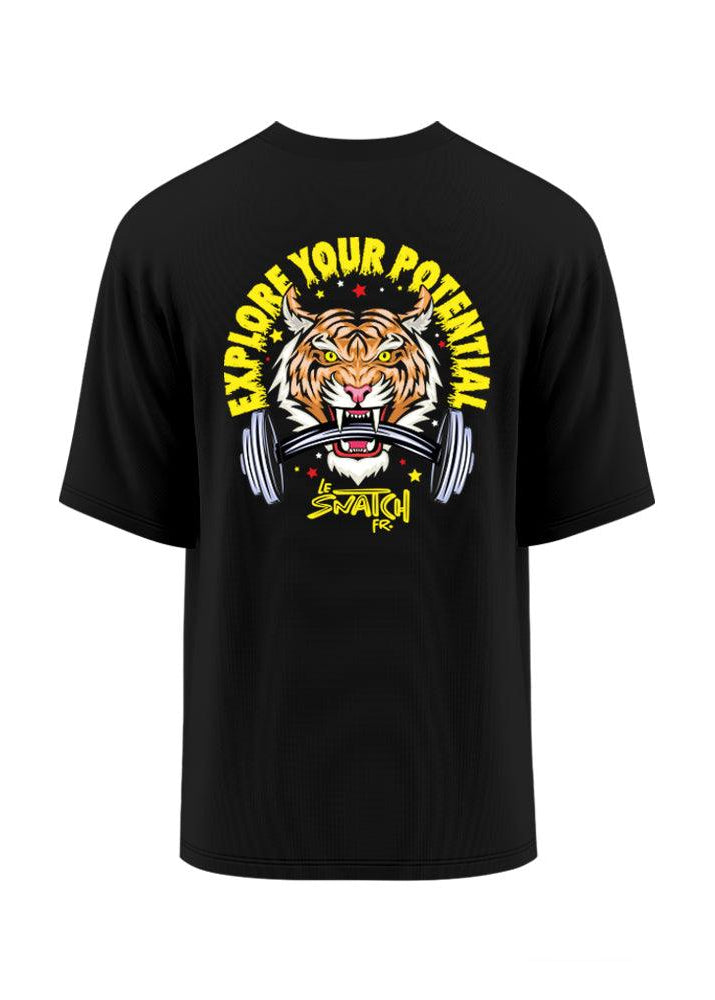 T-shirt Oversize homme cross training Explore Your Potential – coloris Noir – vue dos – Le Snatch Français