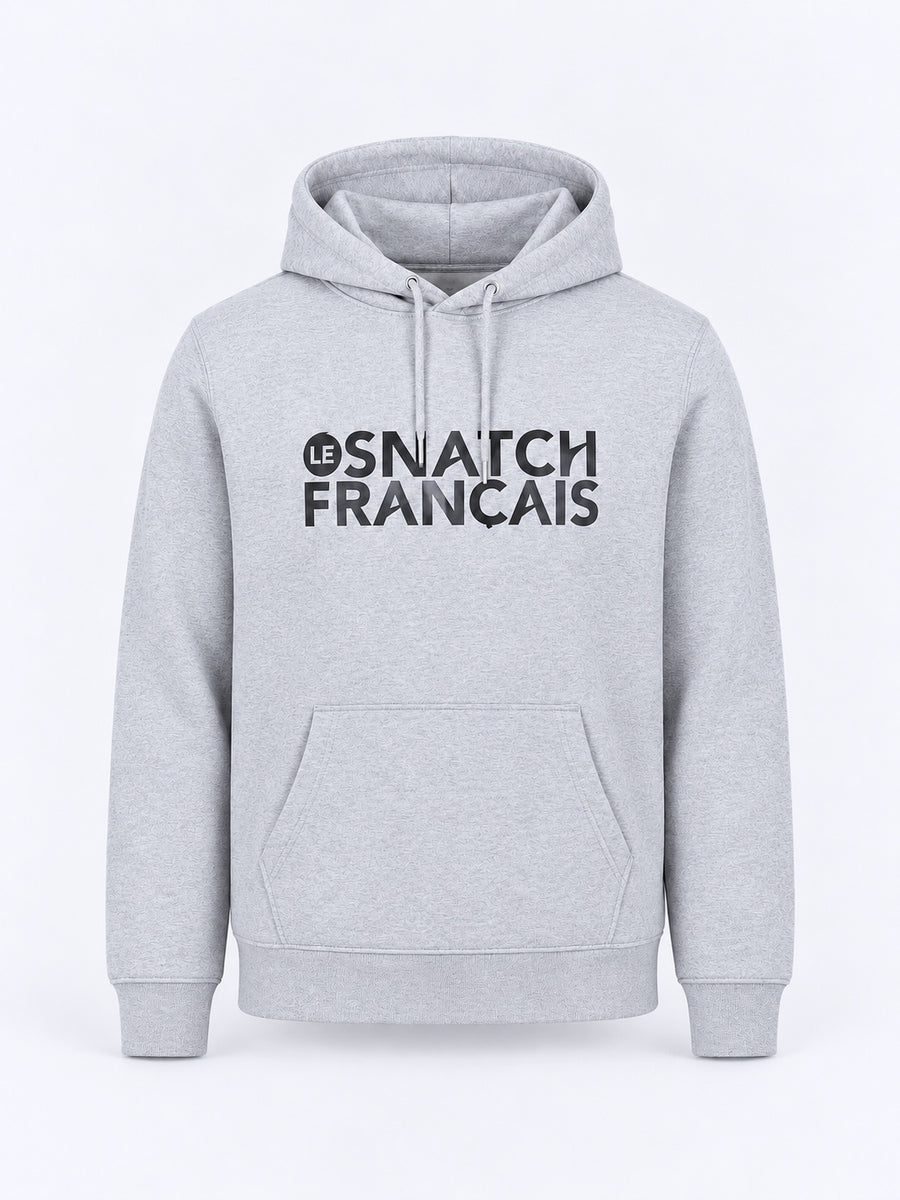 Sweat Homme Cross Training – Snatch Evolution Coton Bio — maquette harmonisée, fond gris clair – coloris Gris chiné – Le Snatch Français