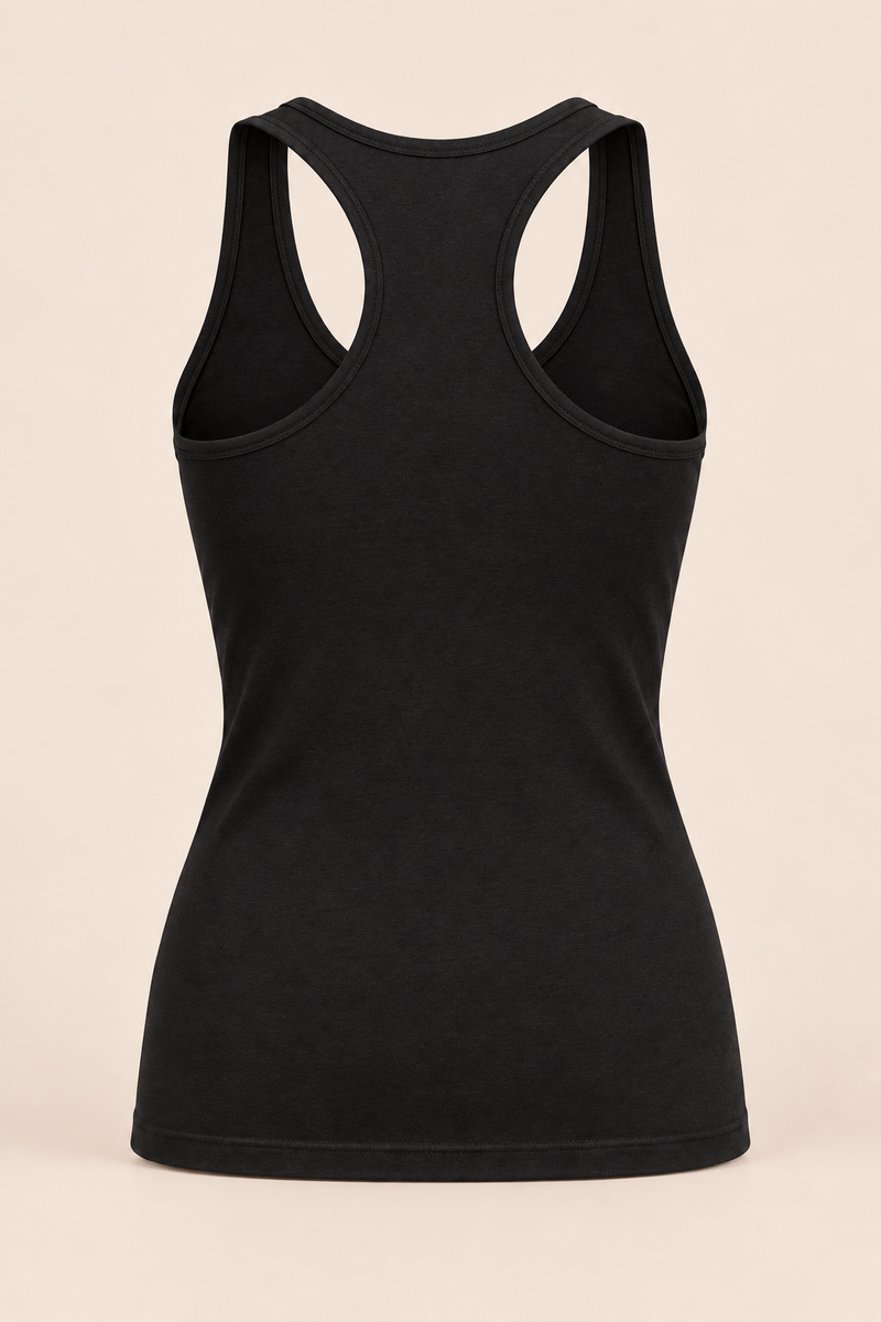 Débardeur femme en coton dos nageur – Aura LSF Noir