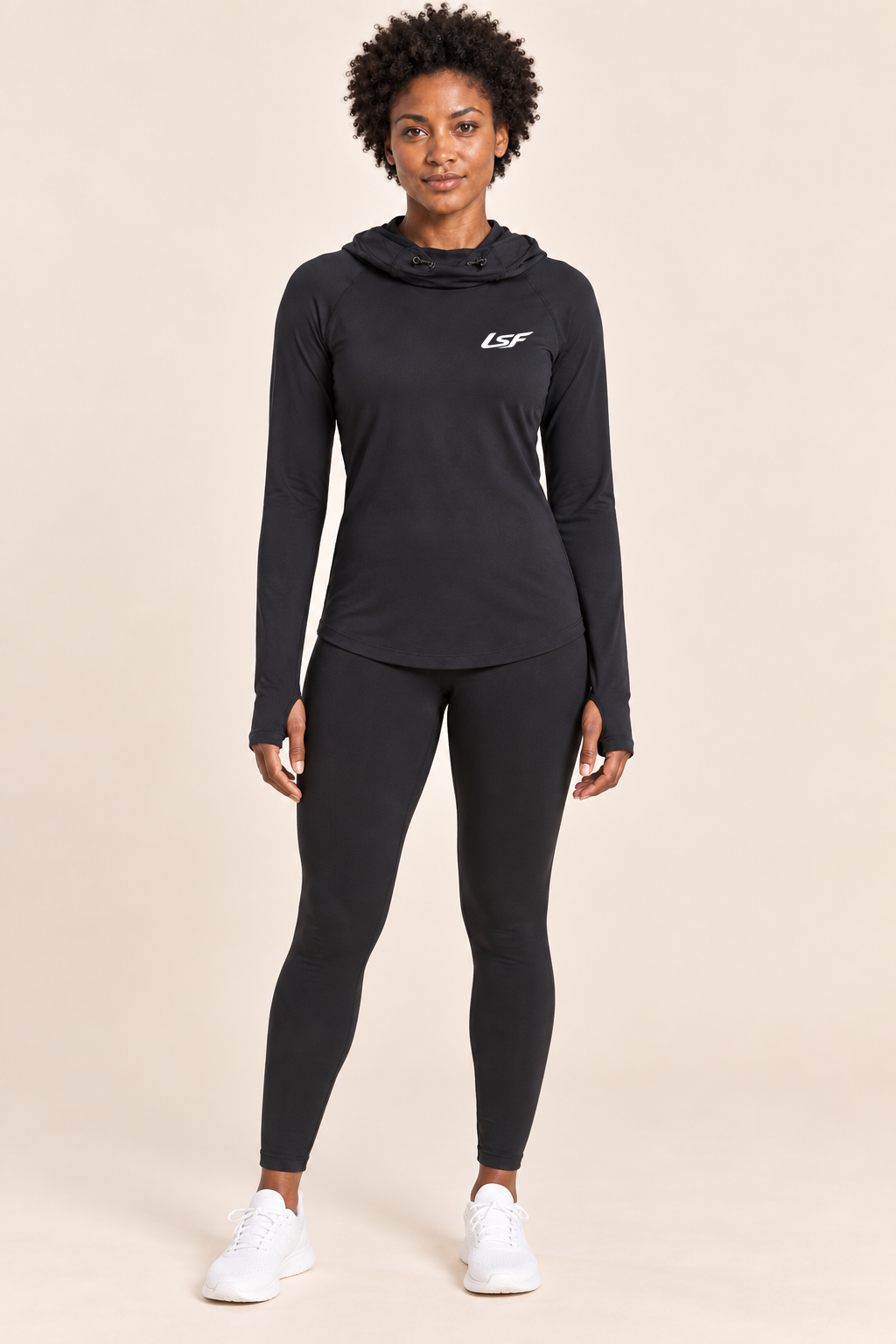 Haut femme Cadence LSF noir, porté de face