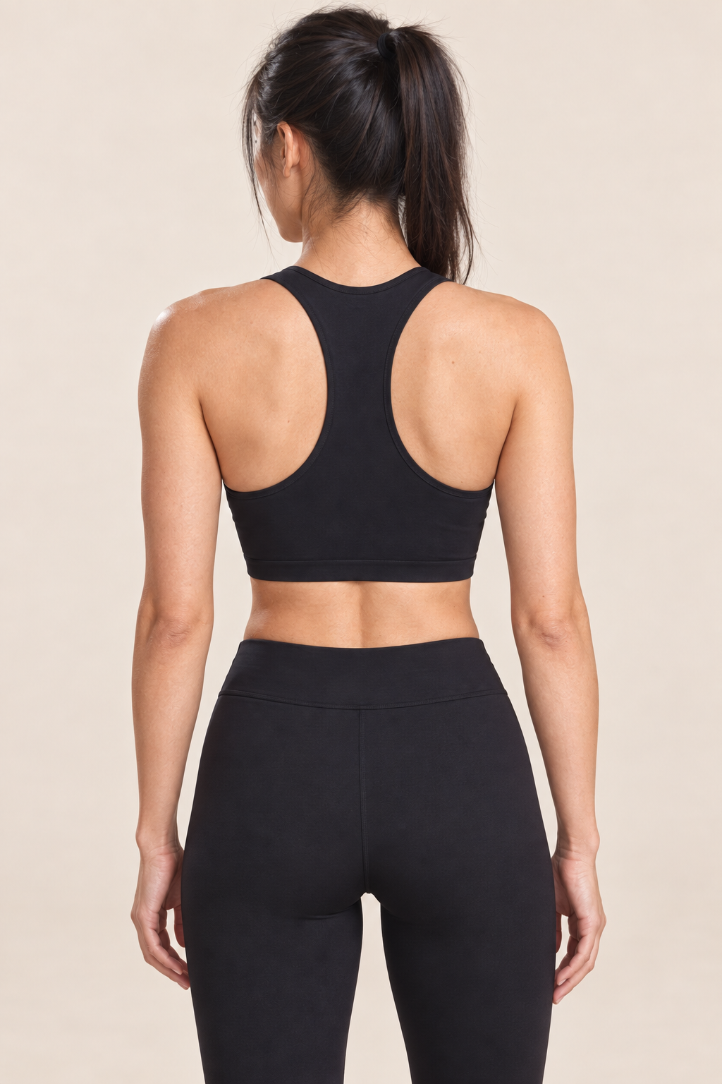 Crop top sport dos nageur Allure LSF noir — porté de dos