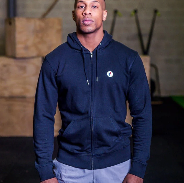Sweat Zippé Homme Hybrid Training – Coton Bio vue 2 — Le Snatch Français
