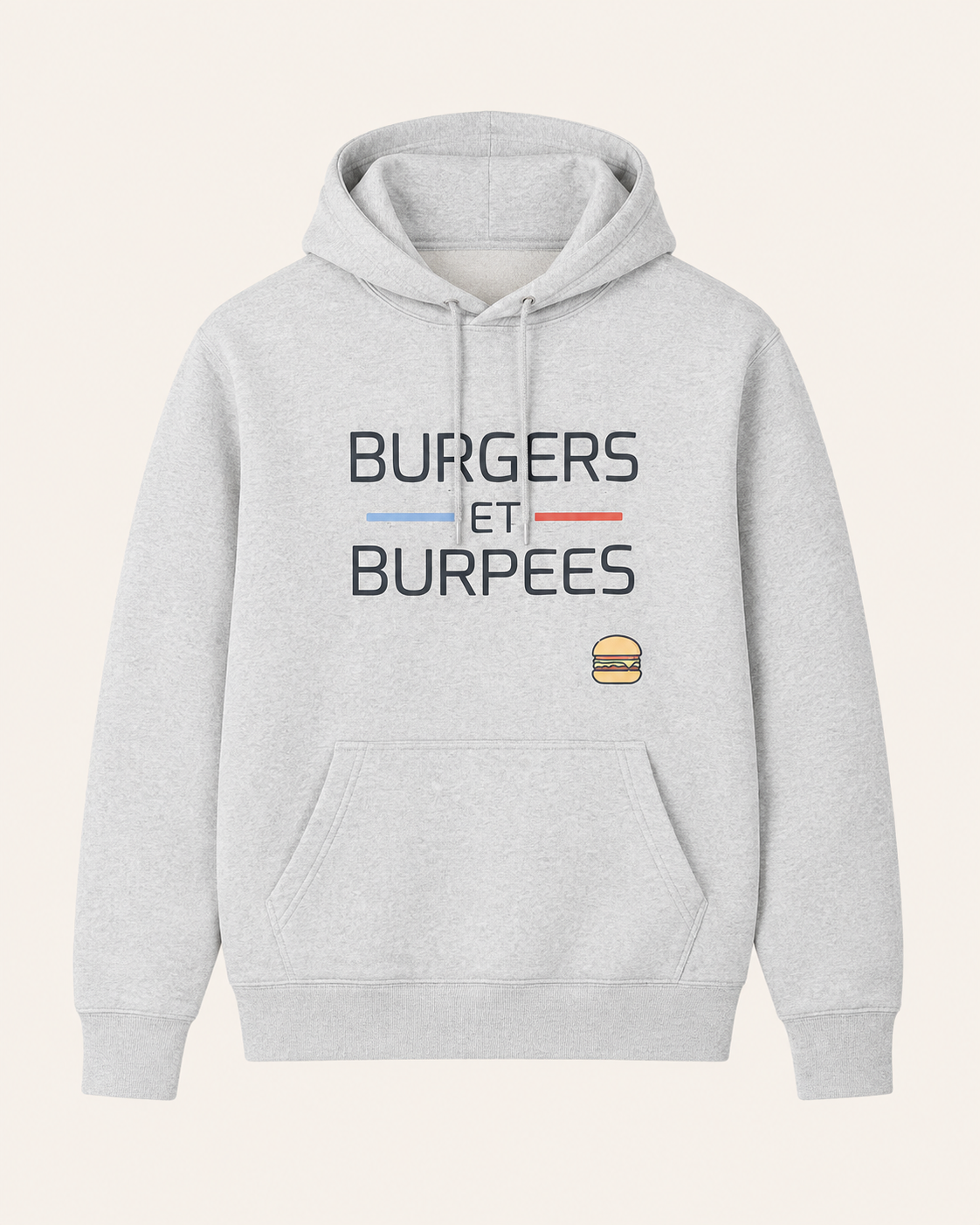 Sweat homme cross training Burgers Et Burpees – coloris Gris chiné – Le Snatch Français