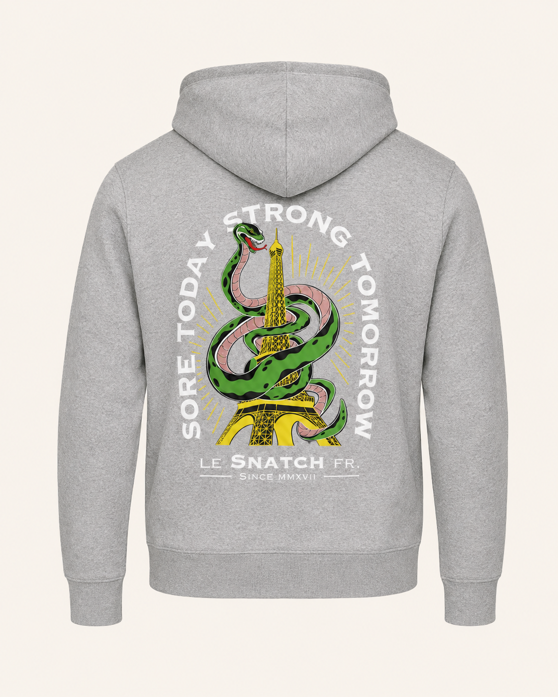 SWEAT-SHIRT HOMME POUR CROSSTRAINING - STRONG TOMORROW — visuel produit 5 – coloris Gris chiné – Le Snatch Français