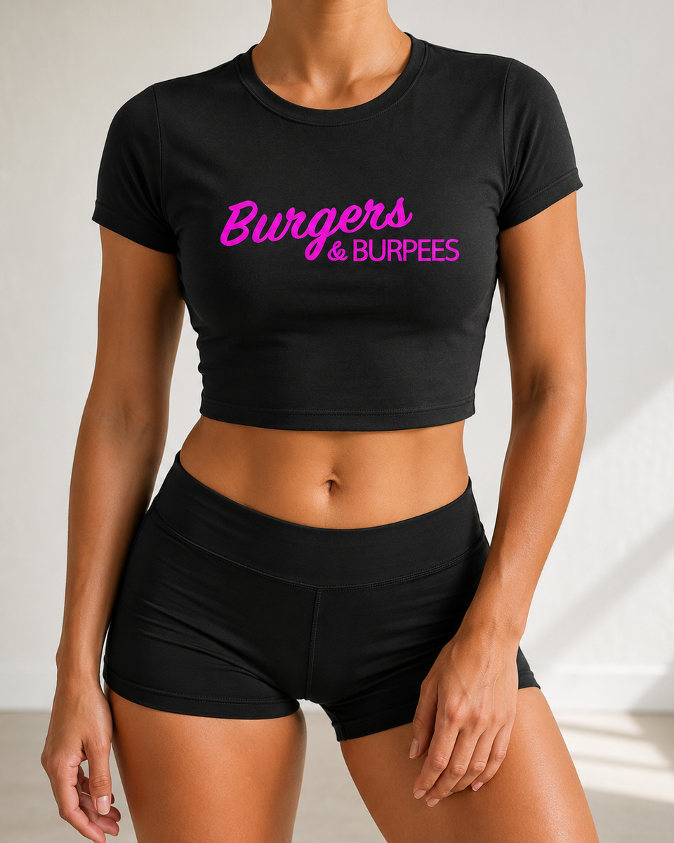Crop Top Femme Cross Training – Burgers & Burpees Coton Bio