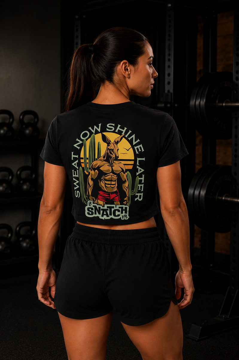 Crop Top Femme Cross Training – Sweat Now Shine Later Coton Bio