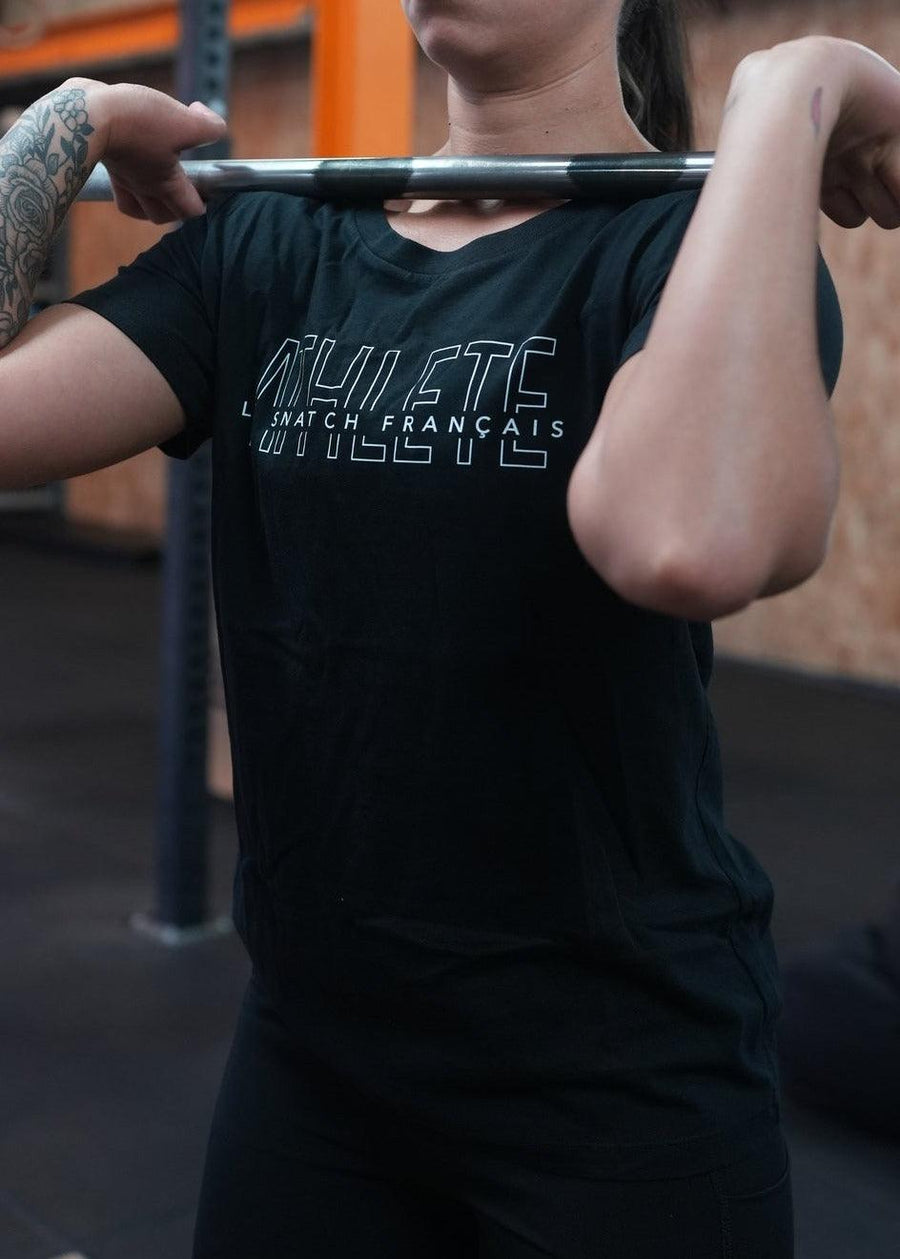 T-shirt femme cross training Athlete LSF – coloris Noir – Le Snatch Français