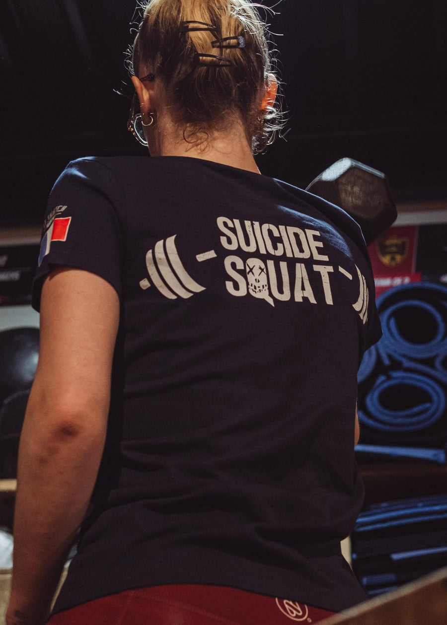 T-shirt femme cross training Suicide Squat – coloris Navy – Le Snatch Français
