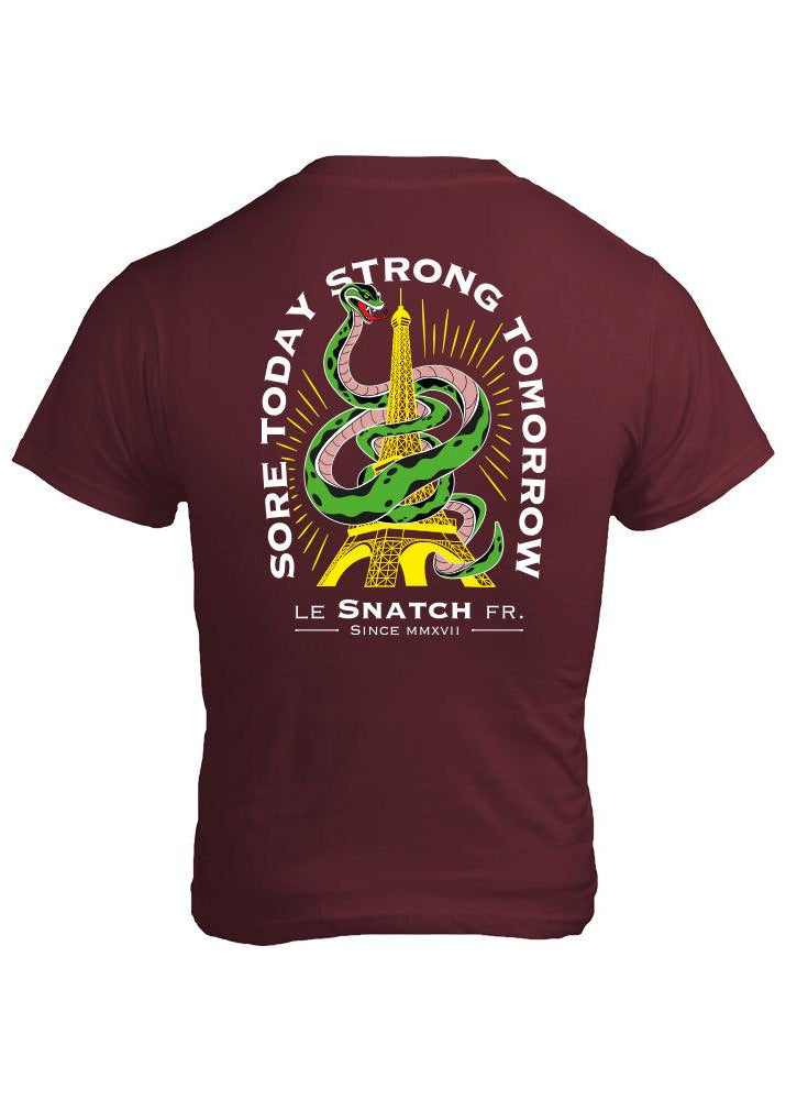 T-shirt homme cross training Strong Tomorrow – coloris Bordeaux – vue dos – Le Snatch Français