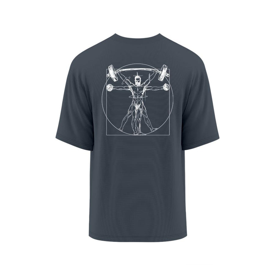 T-shirt Oversize homme cross training Vitruve – coloris Anthracite – vue dos – Le Snatch Français