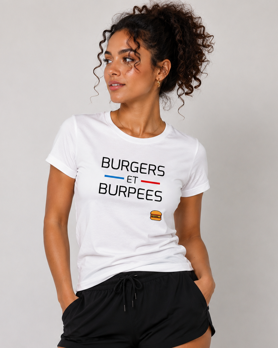 T-Shirt Femme Cross Training – Burgers Et Burpees Coton Bio – Le Snatch Français