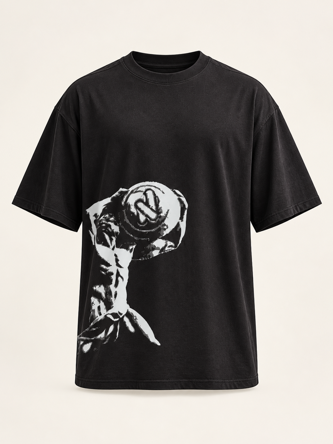 T-shirt oversize Atlas – coloris Noir – maquette vue de face