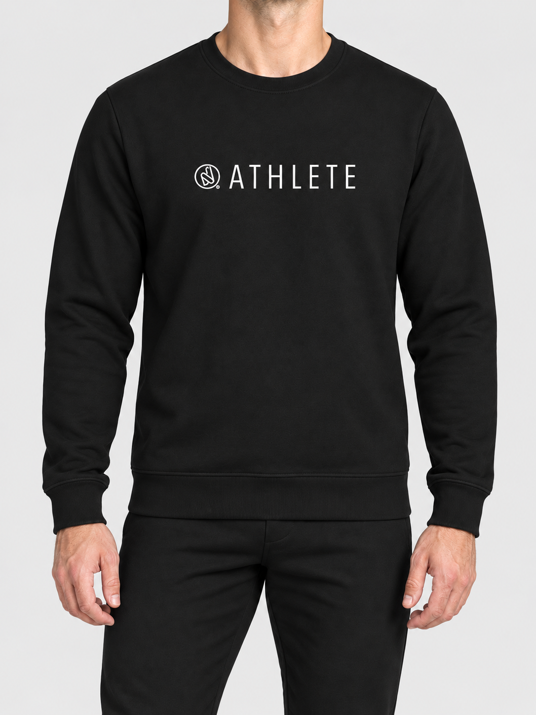 Sweat col rond unisexe Athlete — porte face — maquette illustrative