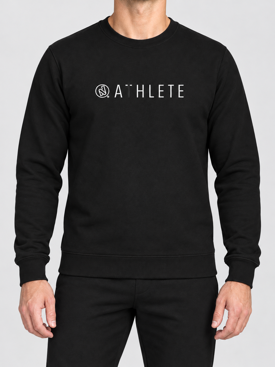 Sweat col rond unisexe Athlete — focus porte — maquette illustrative