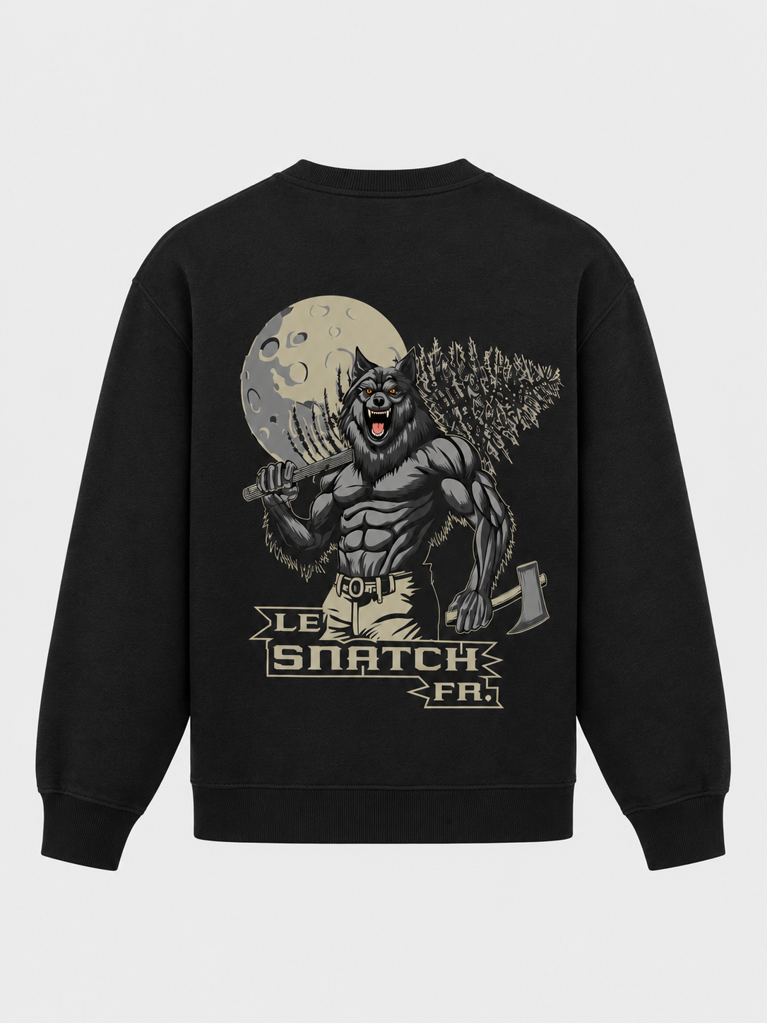 Sweat col rond unisexe Midnight — maquette dos — maquette illustrative