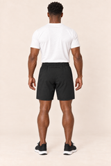 Short Essor LSF noir, porté de dos avec poche centrale