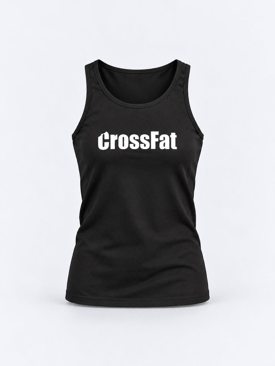 Crossfat débardeur femme — maquette harmonisée, fond gris clair – coloris Noir – Le Snatch Français