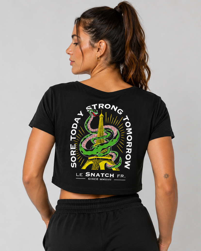 Crop Top Femme Cross Training – Strong Tomorrow Coton Bio – Le Snatch Français