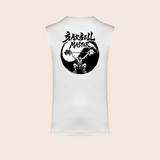Débardeur barbell-master blanc, dos — Kariban K3022IC, fond beige, logo original – coloris Blanc