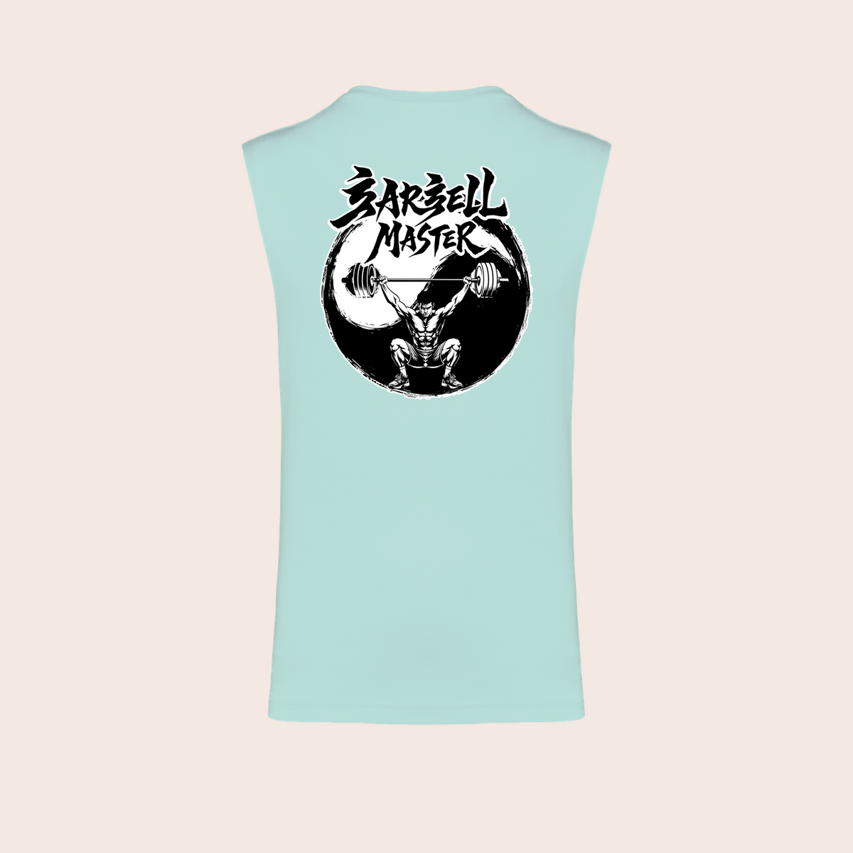 Débardeur barbell-master menthe, dos — Kariban K3022IC, fond beige, logo original – coloris Menthe