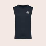 Débardeur barbell-master navy, face — Kariban K3022IC, fond beige, logo original – coloris Navy