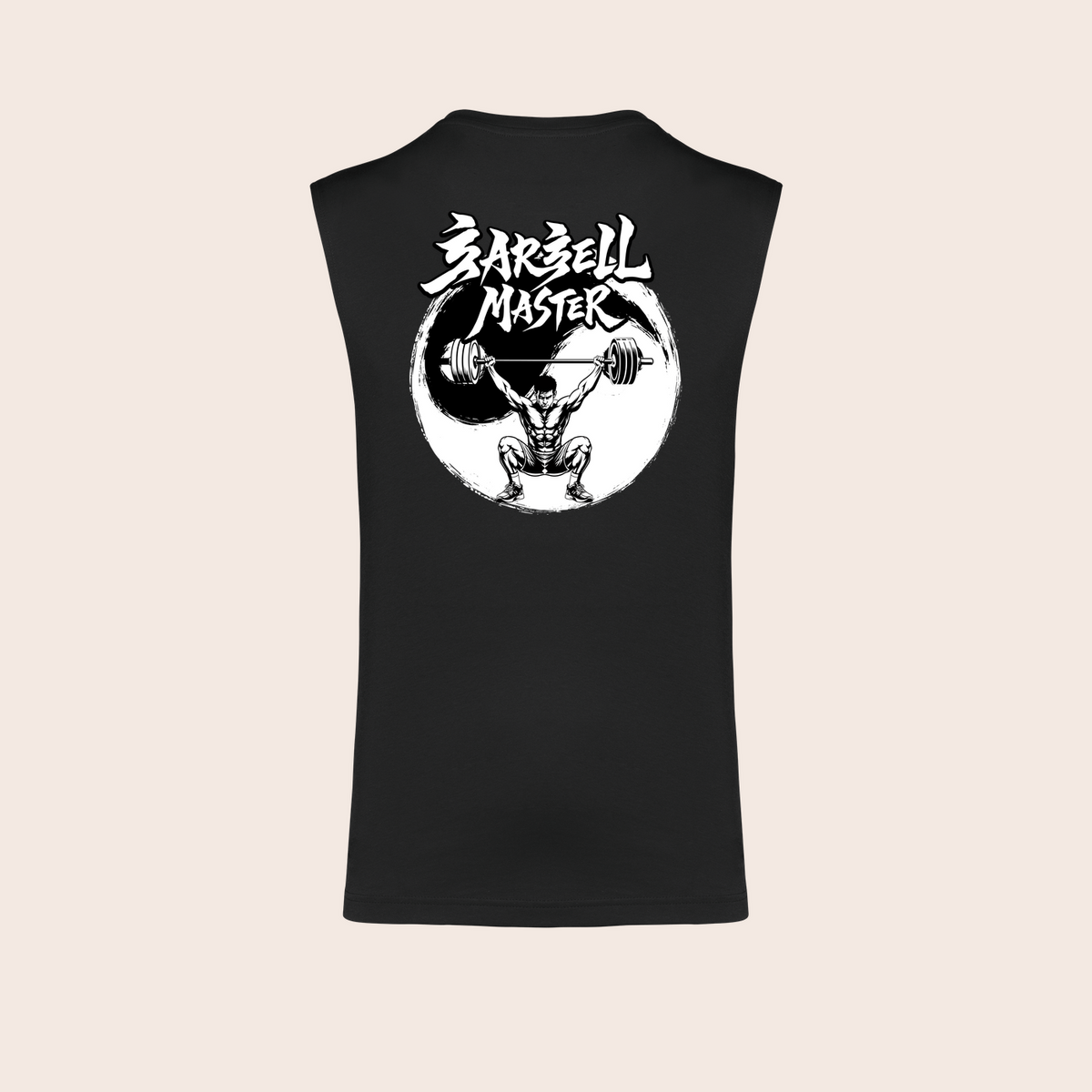 Débardeur barbell-master noir, dos — Kariban K3022IC, fond beige, logo original – coloris Noir