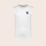 Débardeur joker blanc, face — Kariban K3022IC, fond beige, logo original – coloris Blanc