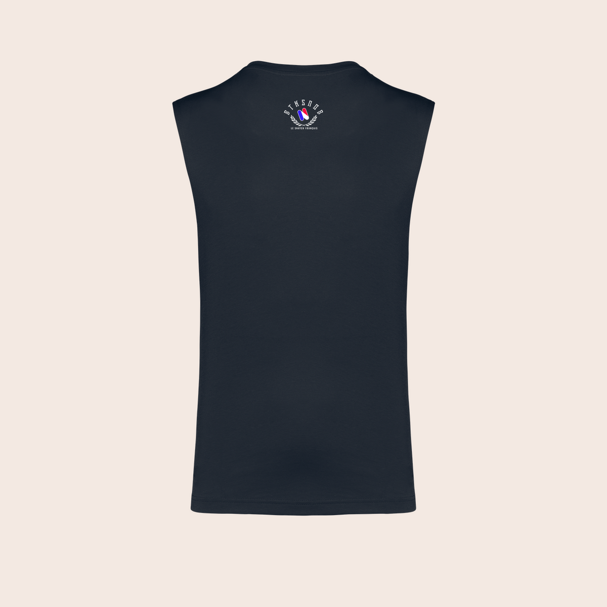 Débardeur sthenos navy, dos — Kariban K3022IC, fond beige, logo original – coloris Navy