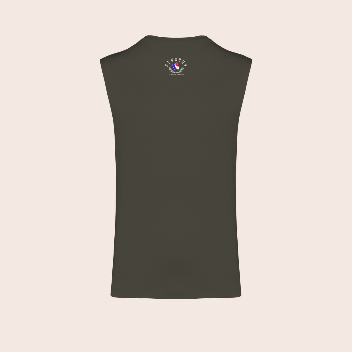 Débardeur sthenos olive, dos — Kariban K3022IC, fond beige, logo original – coloris Olive