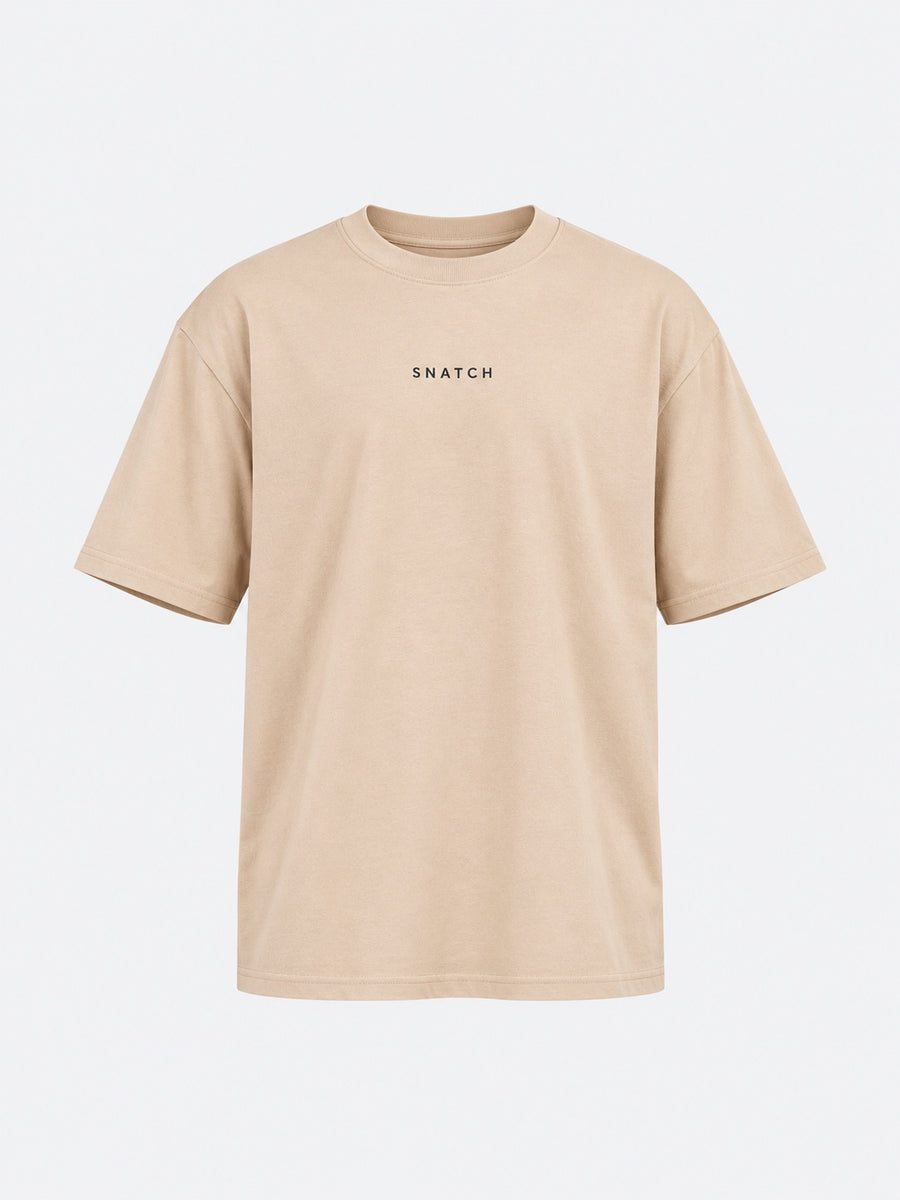 T-Shirt Oversize Homme Cross Training – Snatch Coton Bio — Sable — maquette sur fond gris clair
