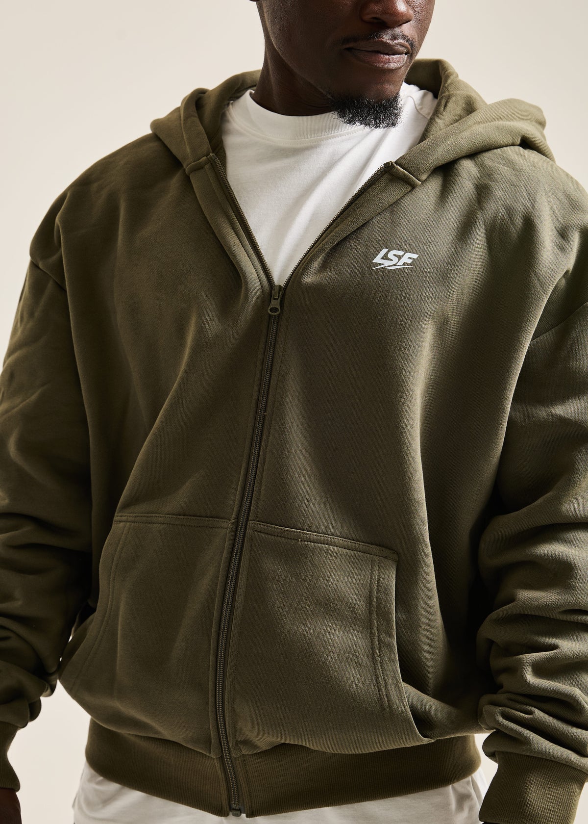 Sweat Zippé Homme Hybrid Training – Atlas Coton Bio vue 2 — Le Snatch Français