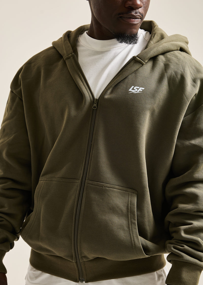 Sweat Zippé Homme Hybrid Training – Atlas Coton Bio vue 2 — Le Snatch Français