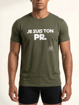 T-Shirt Homme Cross Training – Je Suis Ton PR Kaki porté — Le Snatch Français