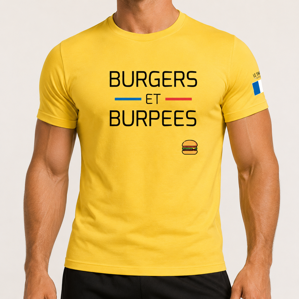 T-shirt homme cross training Burgers Et Burpees – coloris Jaune – Le Snatch Français