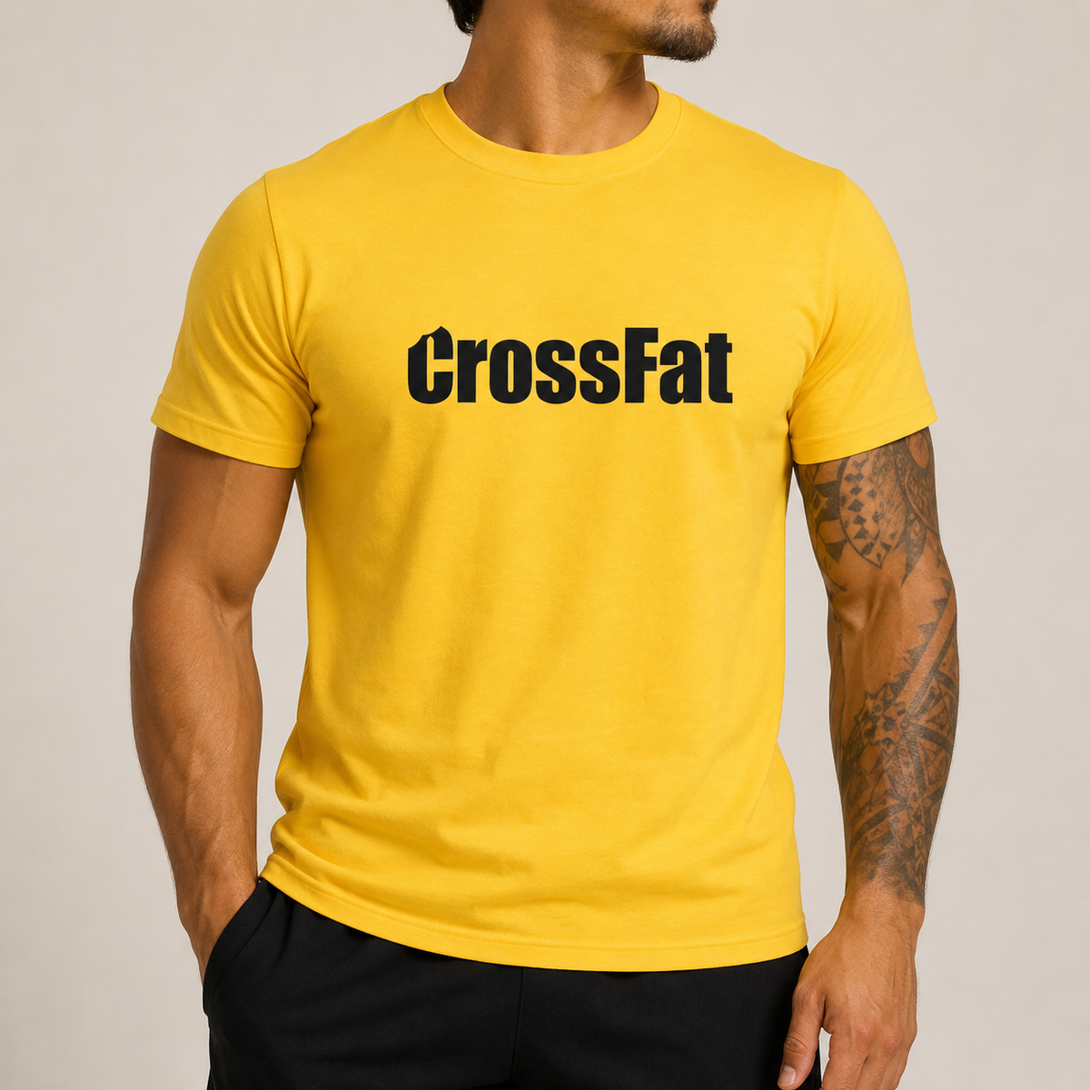 T-shirt Nativ homme cross training Crossfat – coloris Jaune – Le Snatch Français