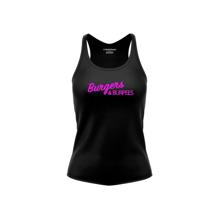 Débardeur femme cross training Burgers & Burpees – coloris Noir – Le Snatch Français