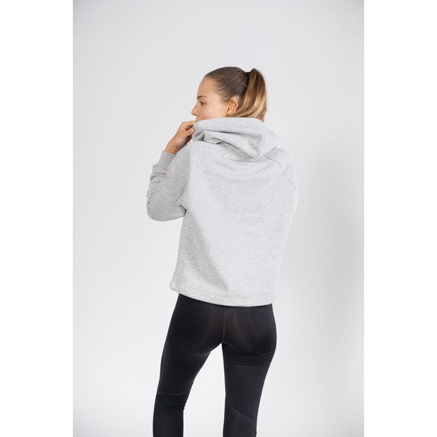 Sweat femme cross training Burgers & Burpees – vue dos – coloris Gris chiné – Le Snatch Français