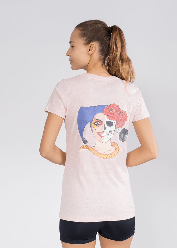 T-shirt femme cross training Harley Queen – coloris Rose Chiné – Le Snatch Français